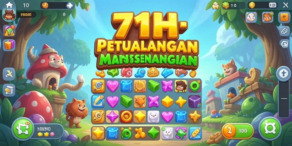 Gameplay seru 71H dengan kombinasi permata colorful.