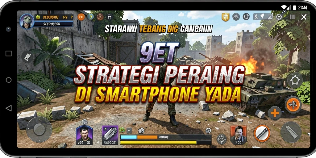 Screenshot menunjukkan pertempuran intens dalam 9ET dengan banyak strategi.