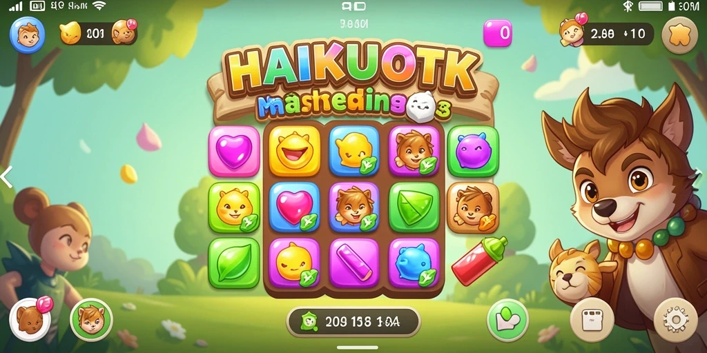 Tampilan gameplay HAIKUOTK yang penuh warna dan seru.