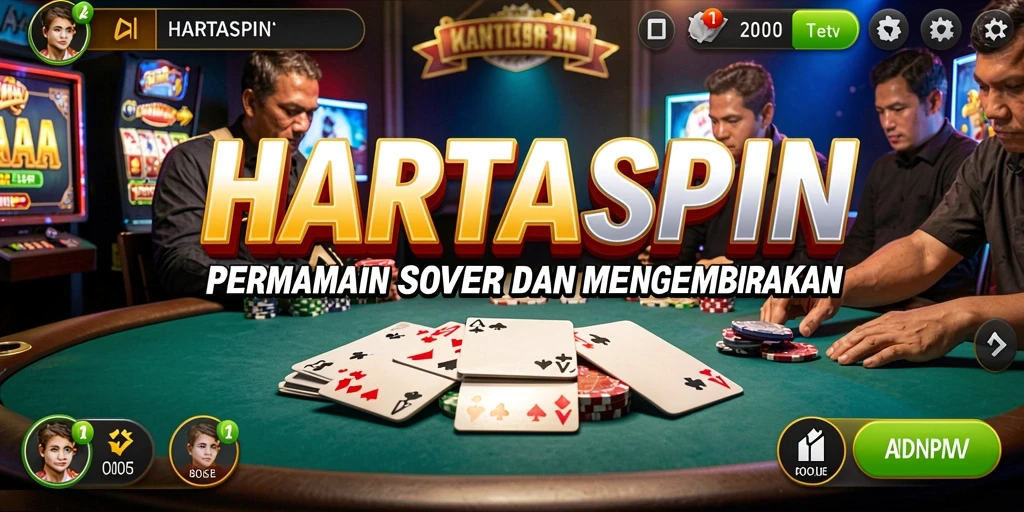 Tampilan gameplay seru HARTASPIN dengan interaksi Poker yang intens.