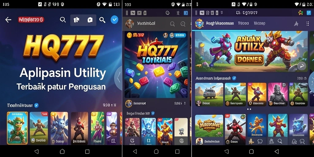 Tampilan utama HQ777 dengan fitur-fitur Utility yang menarik.