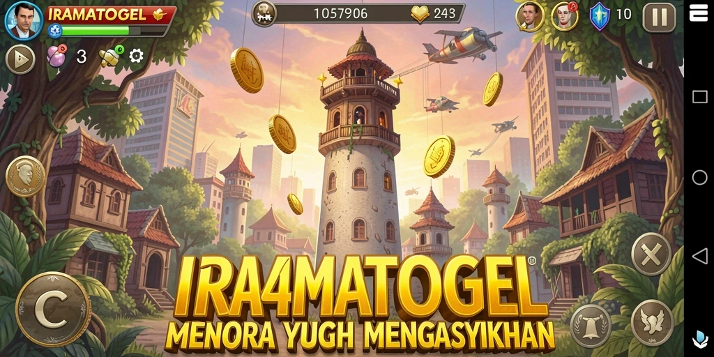 Screenshot gameplay IRAMATOGEL yang menampilkan menara dan strategi pertahanan.
