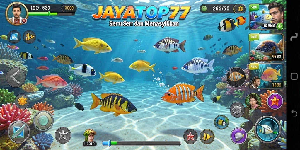 Screenshot JAYATOP77 yang menampilkan gameplay Tembak Ikan yang seru.