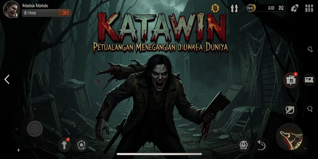 Tangkapan layar gameplay KATAWIN dengan suasana menakutkan dan mencekam.