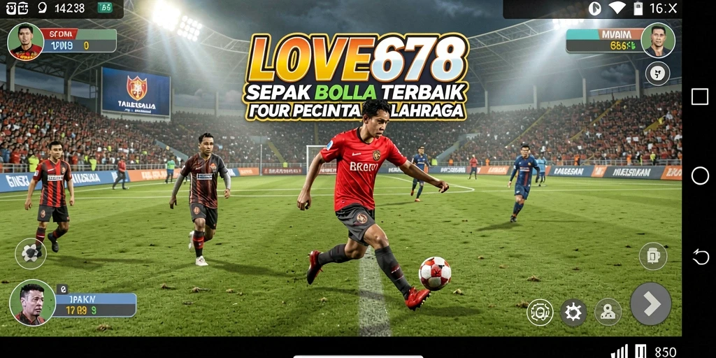 Screenshot menunjukkan momen seru dalam pertandingan sepak bola LOVE678.