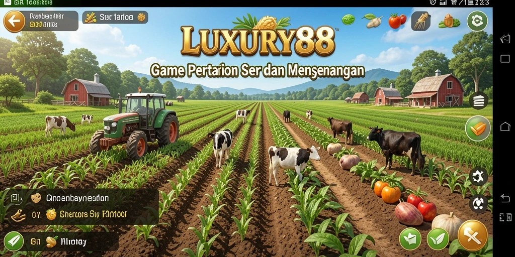 Screenshot utama LUXURY88 menampilkan lahan pertanian yang indah dan berwarna.