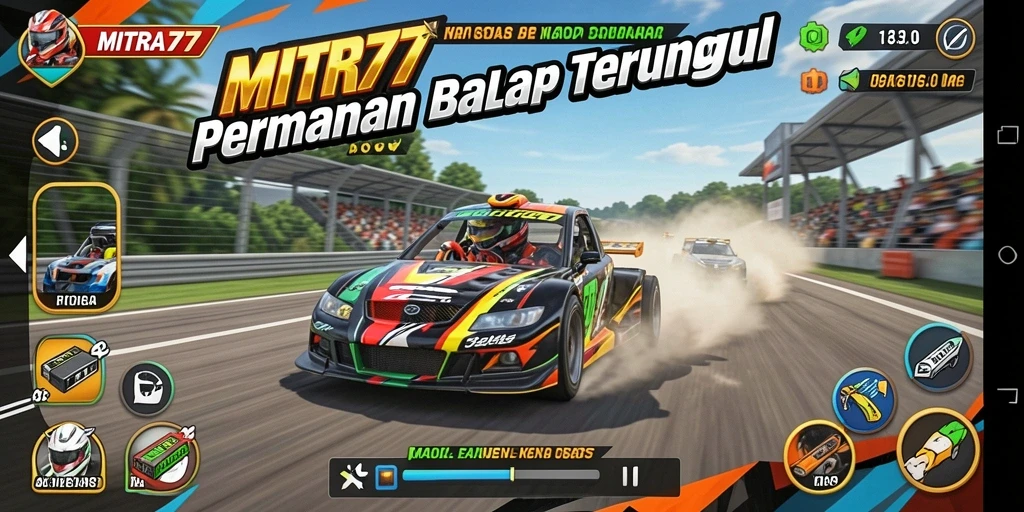 Tampilan gameplay menegangkan di balapan cepat MITRA77.