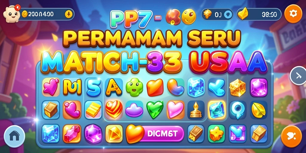 Tampilan gameplay seru saat mencocokkan tiga objek di PP7.