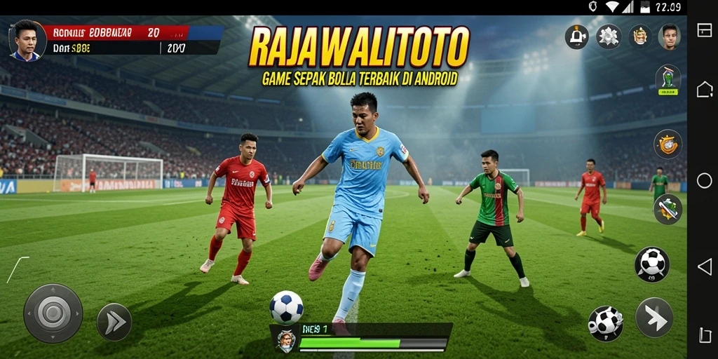 Tampilan gameplay seru RAJAWALITOTO dengan aksi sepak bola yang mendebarkan.