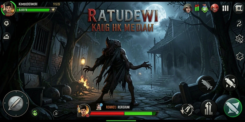 Screenshot menampilkan suasana menyeramkan dalam gameplay RATUDEWI.