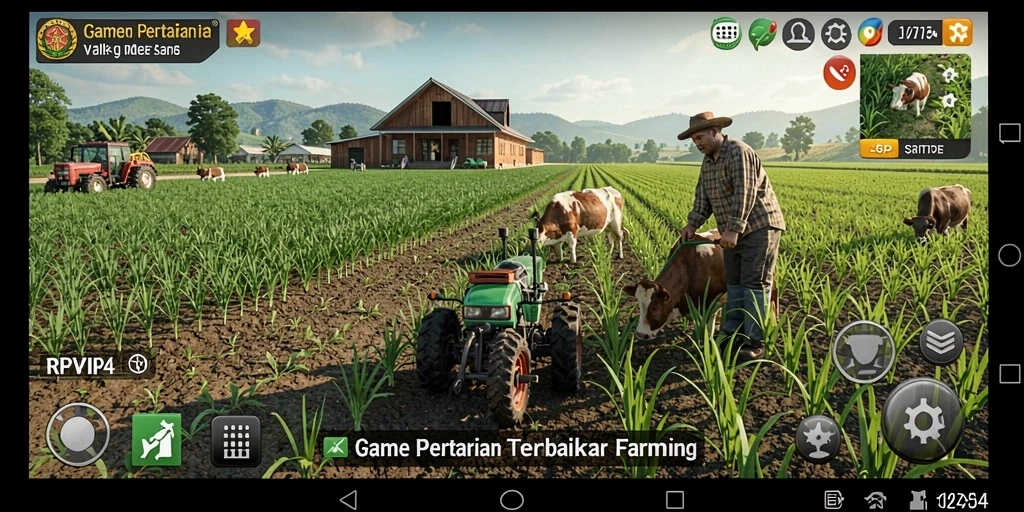 Screenshot utama RPVIP4 menampilkan aksi bertani yang menarik dan interaktif.