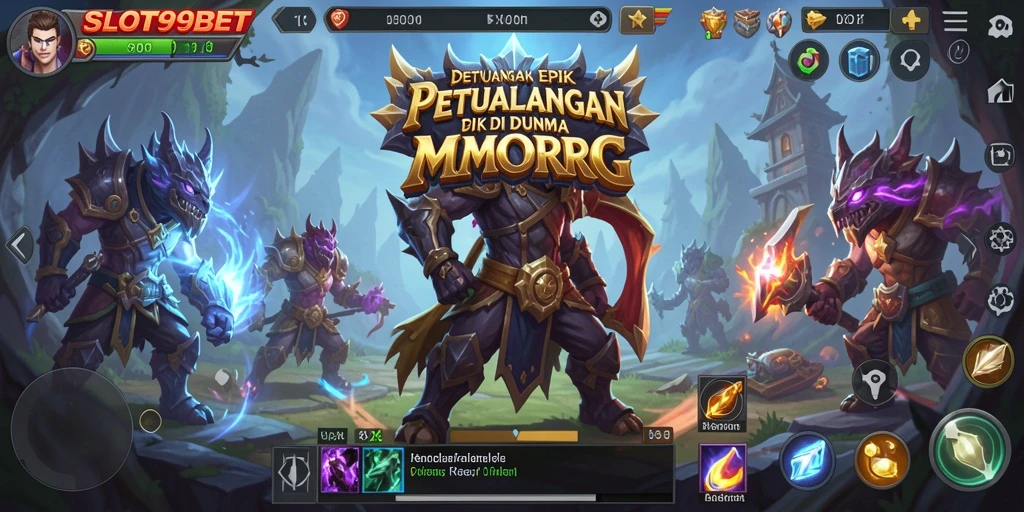 Screenshot utama SLOT99BET menampilkan aksi seru dalam permainan MMORPG.