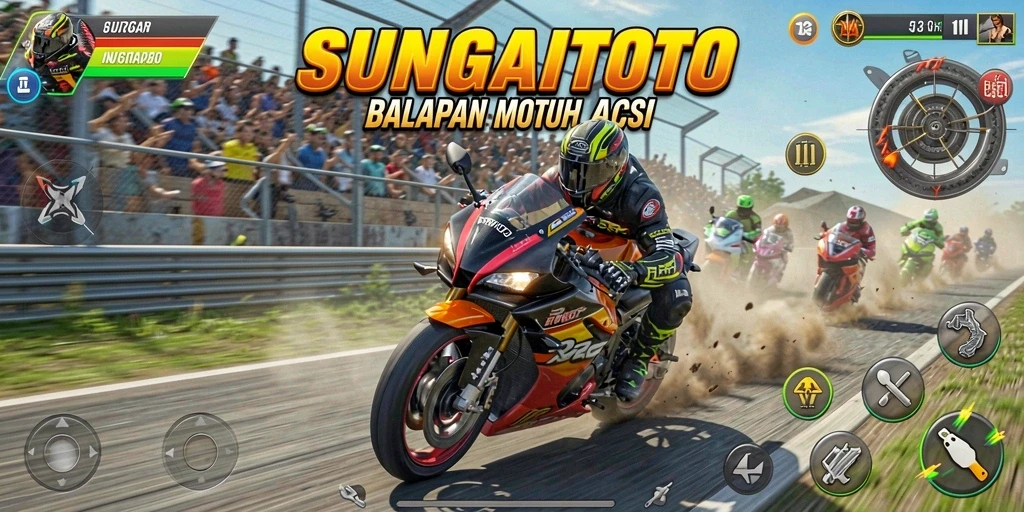 Gameplay SUNGAITOTO dengan balapan motor yang mendebarkan.
