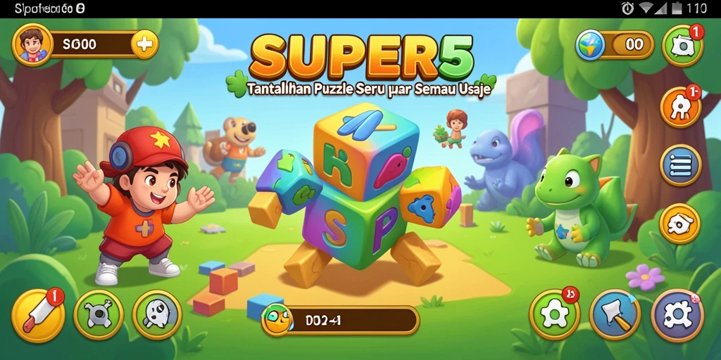 Screenshot gameplay <strong>SUPER5</strong> menampilkan tantangan puzzle menarik.