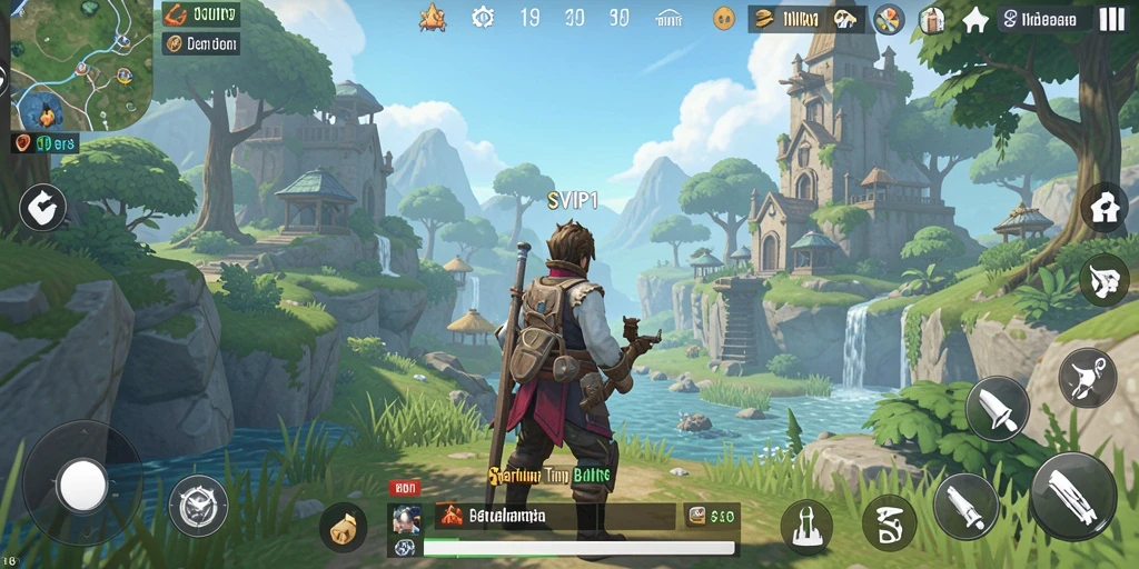 Tangkapan layar dari gameplay SVIP1 yang menampilkan eksplorasi dunia terbuka.